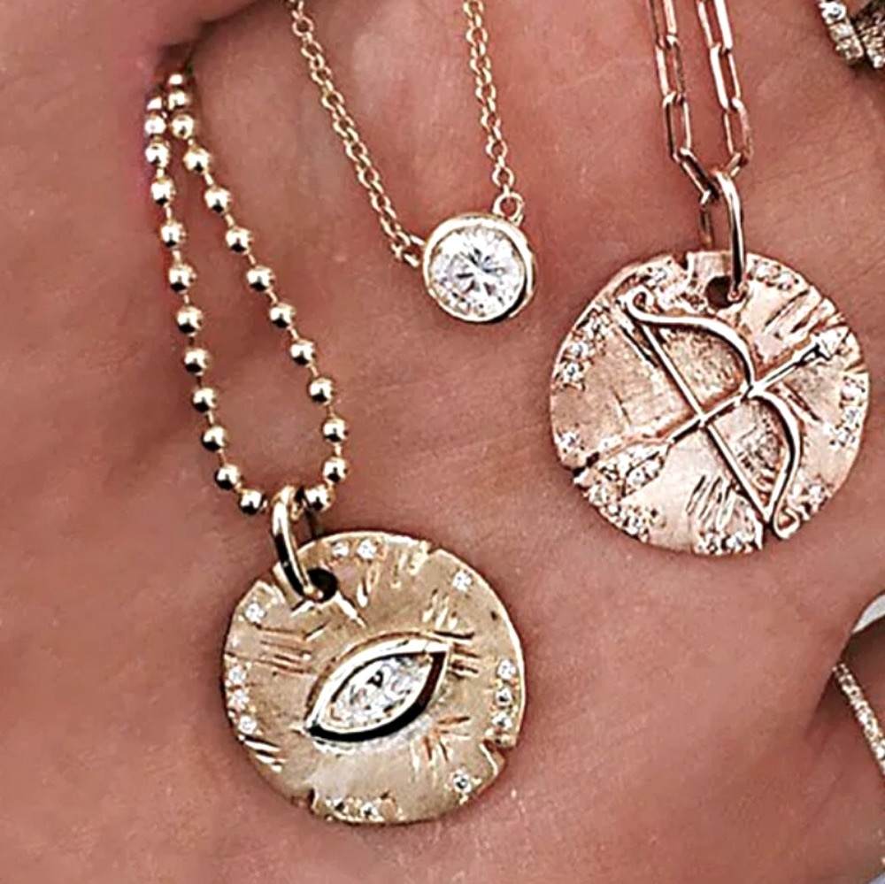 NEW Layered Boho Disc Pendant Necklace - Picture 2 of 5